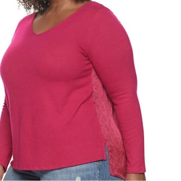 NWT- Plus Size EVRI Mixed Media Top - Size 0X - Picture 3 of 8